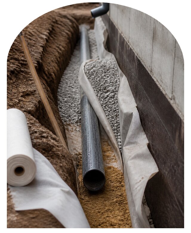 Дренаж фундамента и отмостки частного дома под ключ в Нягани